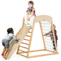6-in-1 Jungle Gym Wooden Indoor Playground with Double-Sided Ramp and Monkey Bars-Natural VYSN Default Title Default Title-