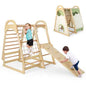 6-in-1 Wooden Kids Jungle Gym Playset with Slide Climbing Net-Natural Cartsfy Inc.