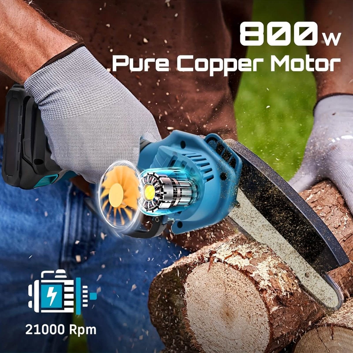 6 - inch Cordless Mini Chainsaw – Handheld Electric, Lightweight, Battery - Powered - Cartsfy Inc.