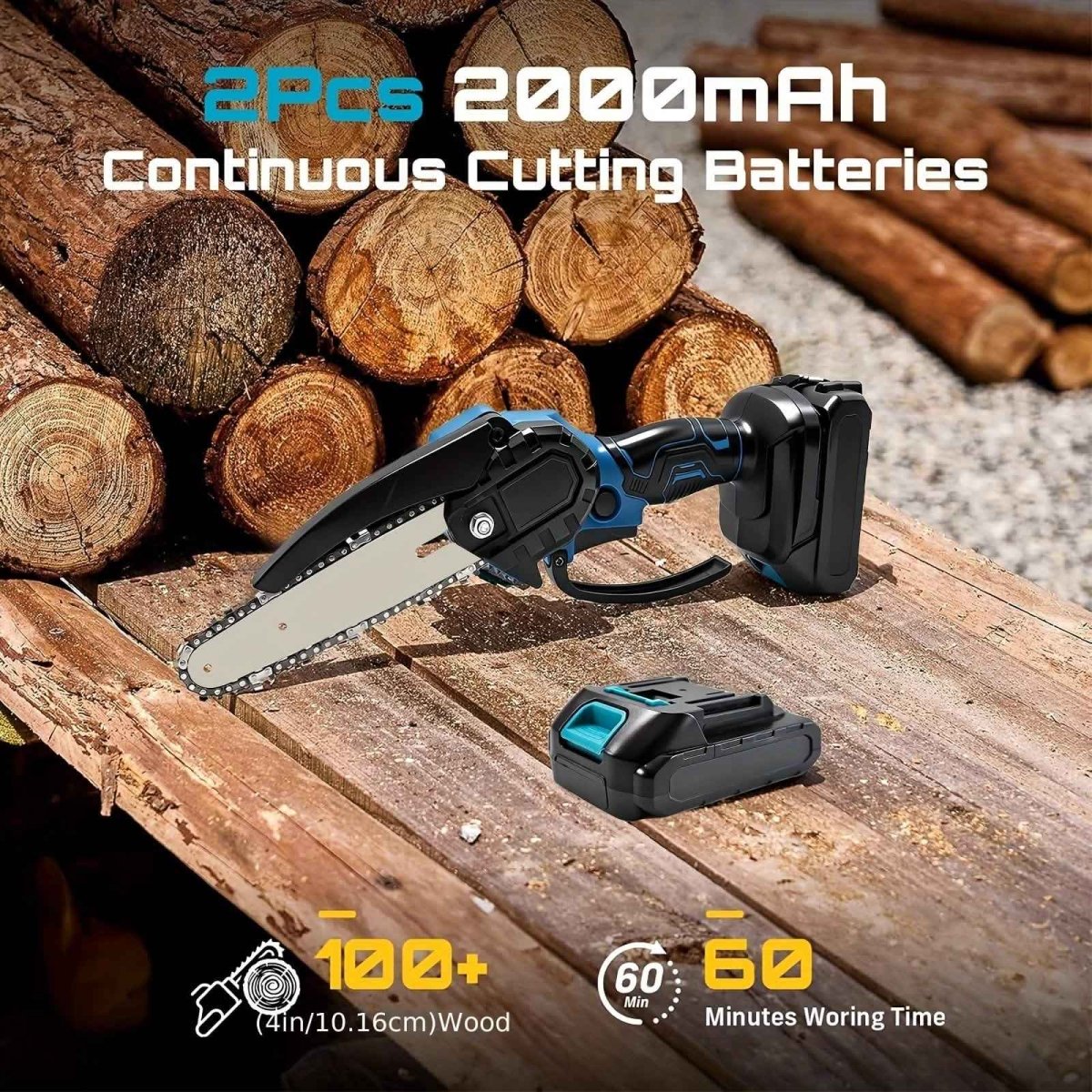 6 - inch Cordless Mini Chainsaw – Handheld Electric, Lightweight, Battery - Powered - Cartsfy Inc.