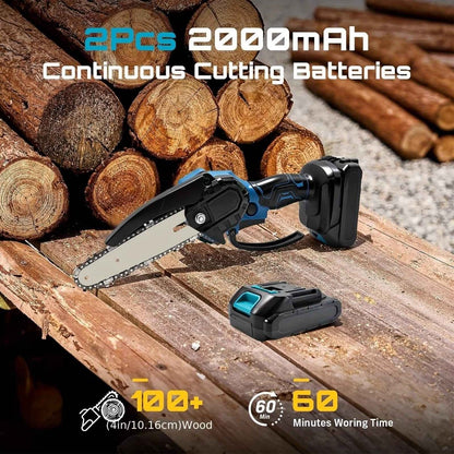 6 - inch Cordless Mini Chainsaw – Handheld Electric, Lightweight, Battery - Powered - Cartsfy Inc.