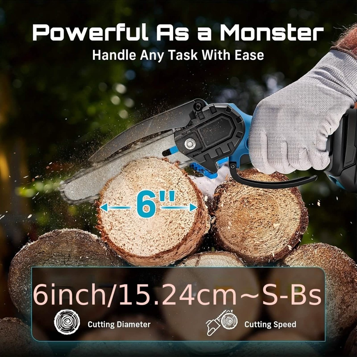6 - inch Cordless Mini Chainsaw – Handheld Electric, Lightweight, Battery - Powered - Cartsfy Inc.
