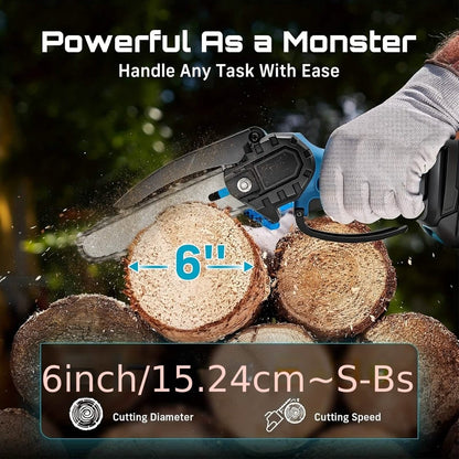 6 - inch Cordless Mini Chainsaw – Handheld Electric, Lightweight, Battery - Powered - Cartsfy Inc.