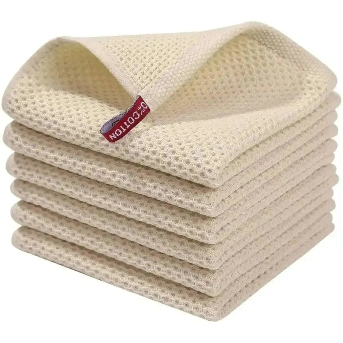 6-Pack: Cotton Waffle Woven Kitchen Towel DailySale Brown Beige Navy Brown-Beige-Navy-