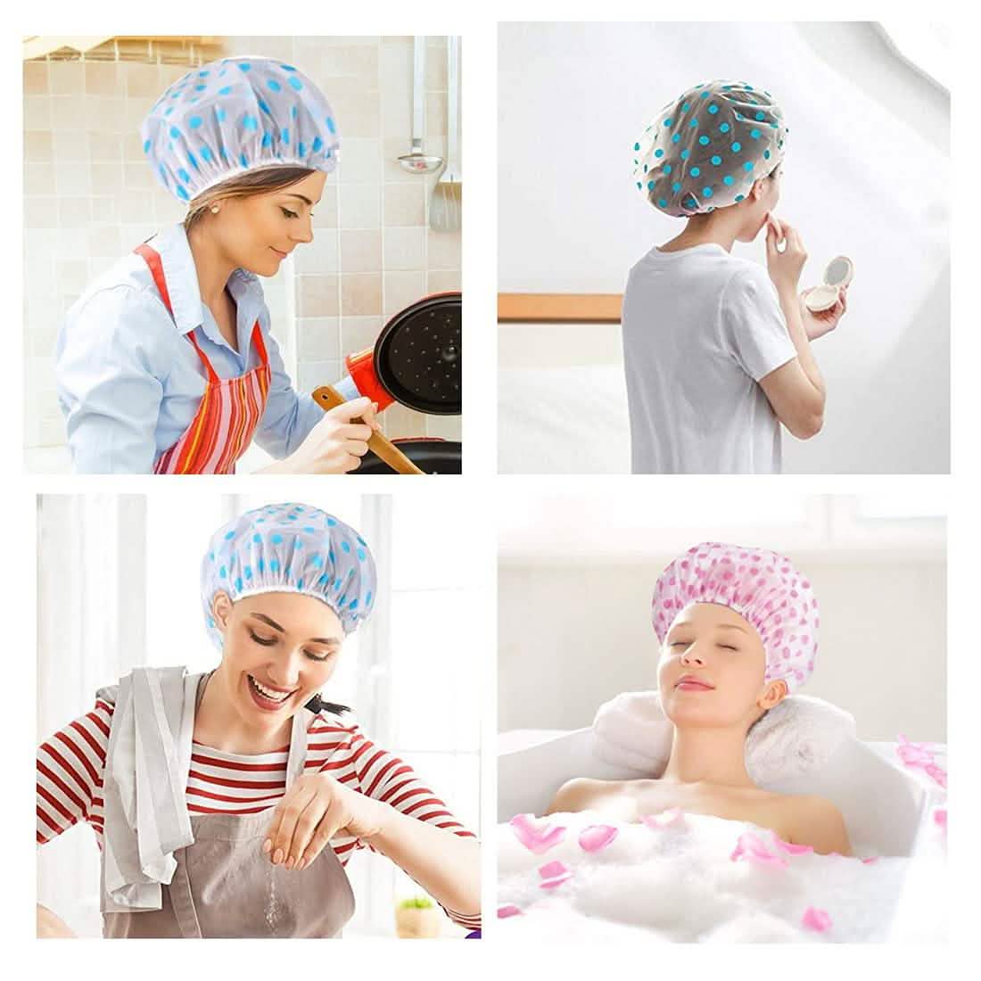 6-Pack: Reusable Shower Caps Elastic Band Bath Hair Hat Cartsfy Inc.