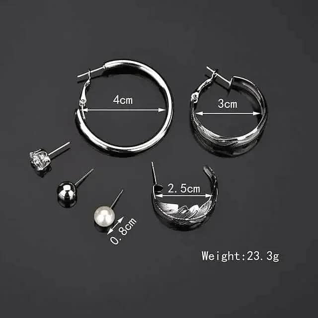 6-Pair: Women's Simple Fashion Modern Trendy Earrings DailySale Silver Gold Silver-Gold-