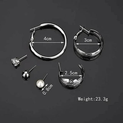 6-Pair: Women's Simple Fashion Modern Trendy Earrings DailySale Silver Gold Silver-Gold-