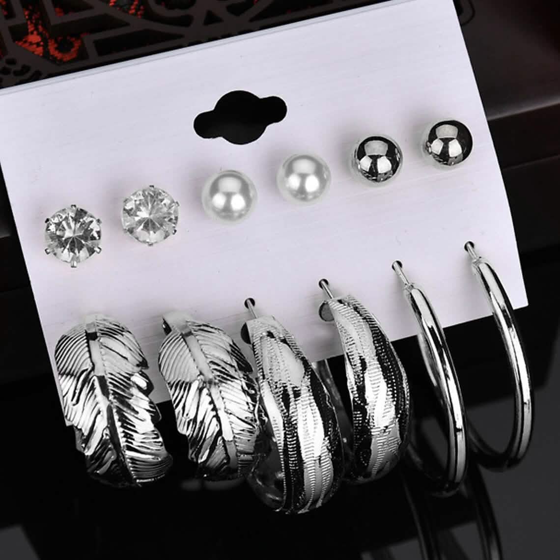 6-Pair: Women's Simple Fashion Modern Trendy Earrings Cartsfy Inc.