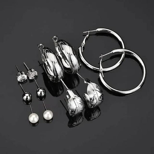 6-Pair: Women's Simple Fashion Modern Trendy Earrings DailySale Silver Gold Silver-Gold-