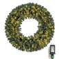 60 Inch Pre-Lit Artificial Christmas Wreath 200 LED Warm White Lights Cartsfy Inc.