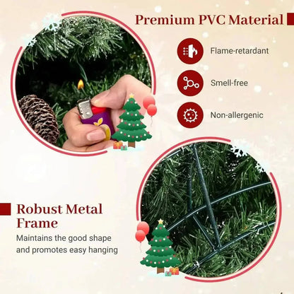 60 Inch Pre-Lit Artificial Christmas Wreath 200 LED Warm White Lights Cartsfy Inc.