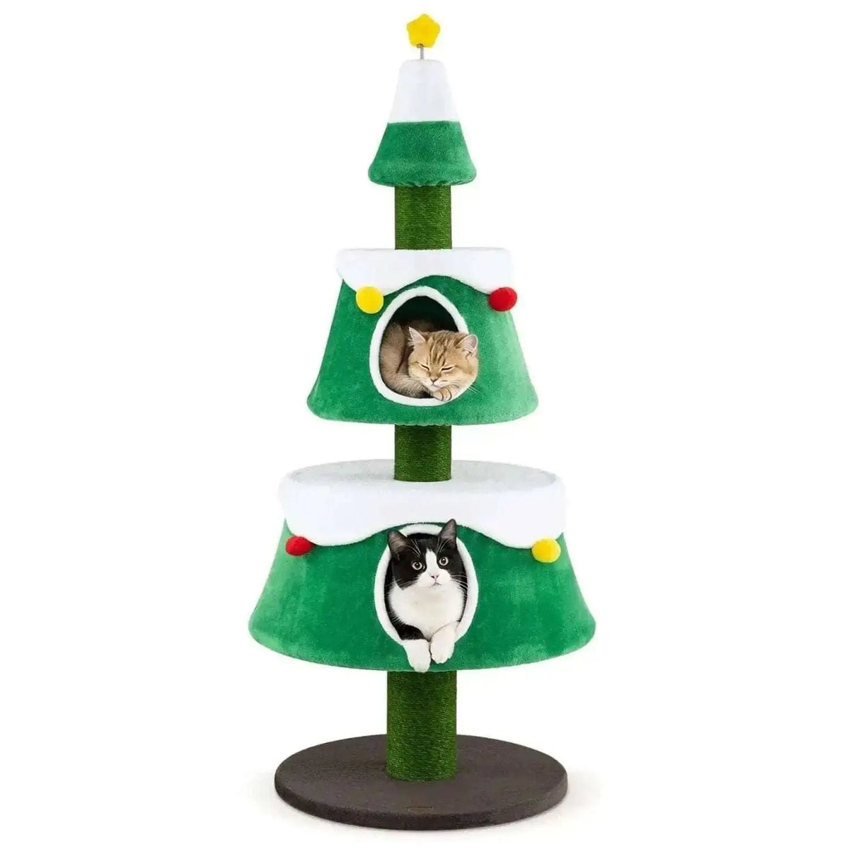 61.5" Christmas Tree Cat Tower with 2 Condos & Scratching Posts Cartsfy Inc.