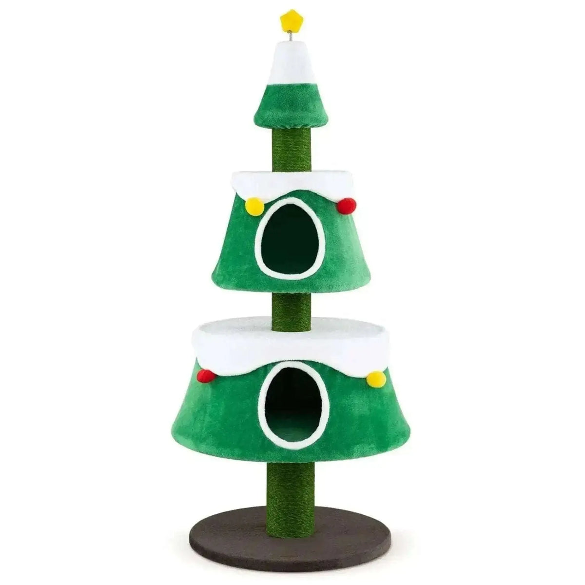 61.5" Christmas Tree Cat Tower with 2 Condos & Scratching Posts Cartsfy Inc.