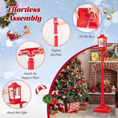 61 Inch Christmas Musical Street Lamp Post with Detachable Snow Globe Lantern-Red Cartsfy Inc.