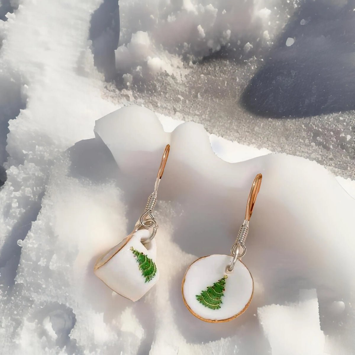 Adorable Christmas Tea Cup Earring Set