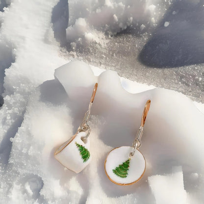 Adorable Christmas Tea Cup Earring Set