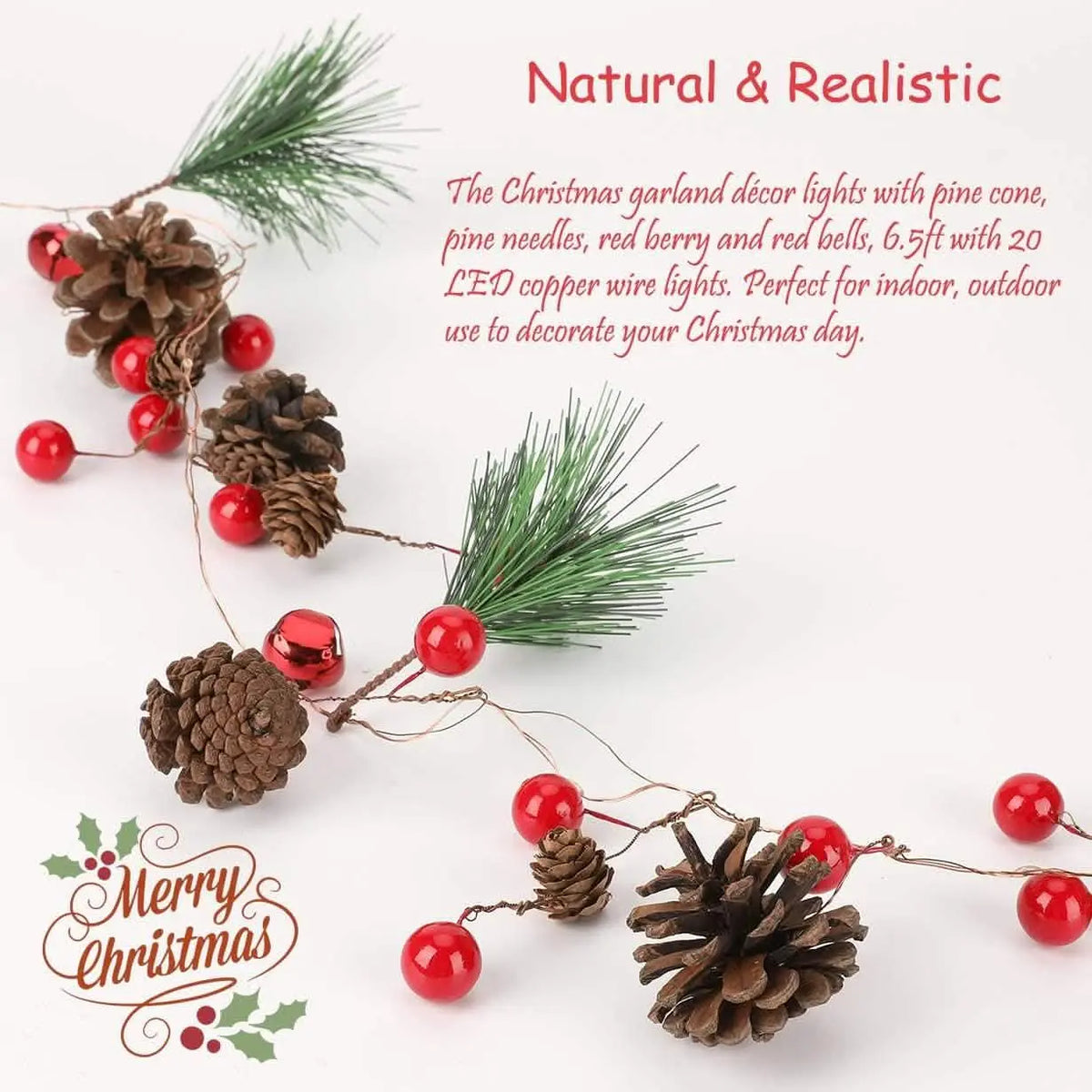 6.5Ft. 20 LED Christmas Garland with Lights