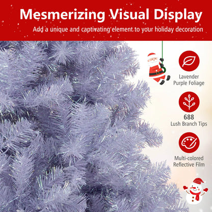 6/7.5 FT Pre-Lit Tinsel Christmas Tree Artificial Xmas Tree