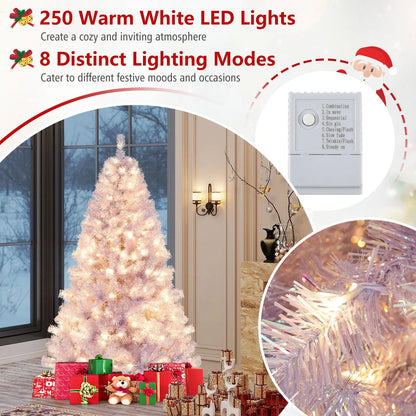 6/7.5 FT Pre-Lit Tinsel Christmas Tree Artificial Xmas Tree