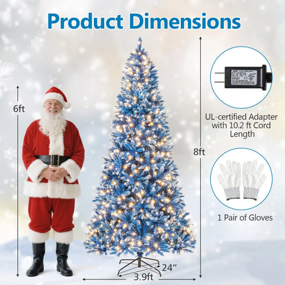 6/7/8/9 FT Artificial Christmas Tree with 767 Snowy Branch Tips
