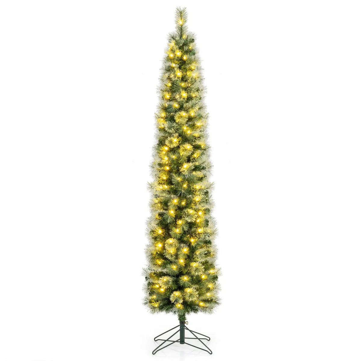 6/7/8 FT Pre-Lit Pencil Artificial Christmas Tree with 120/150/200 LED Warm White Lights and 8 Modes