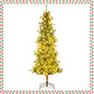 6/7/8 Feet Artificial Christmas Tree Pre-lit Hinged Xmas Tree with Warm White LED Lights and Pine Cones