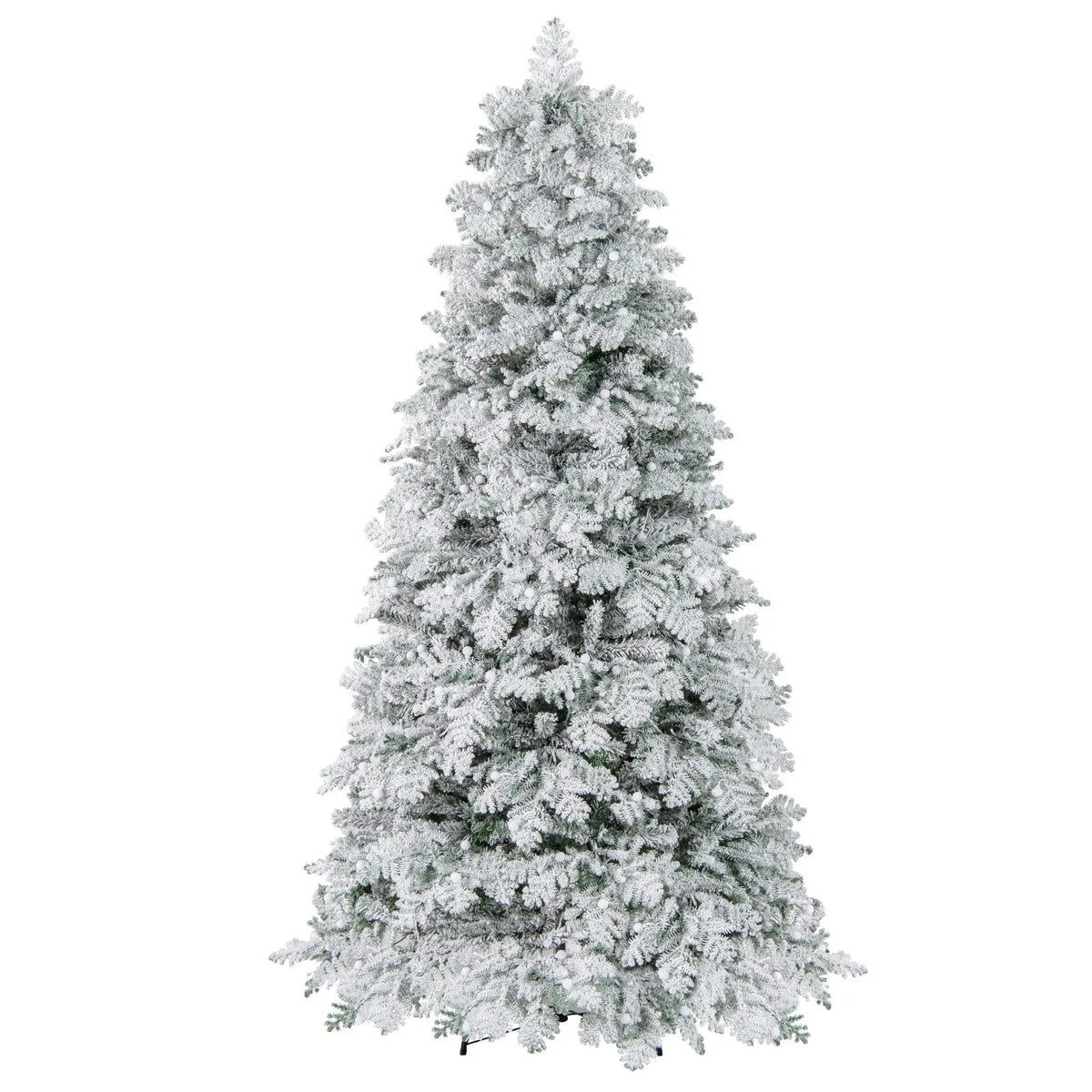 6/7 Feet Artificial Snow-flocked Christmas Tree Pre-lit Hinged Xmas Tree with 130 Twinkle Balls