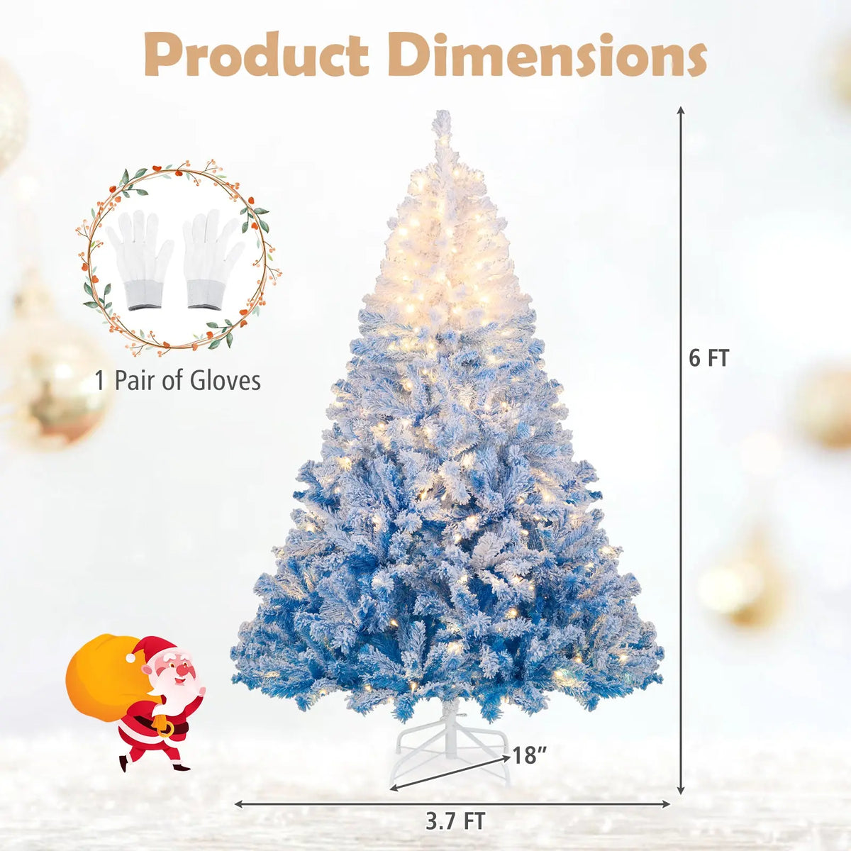 5/6/7/8 FT Artificial Christmas Tree with Warm White LED Lights and 8 Modes