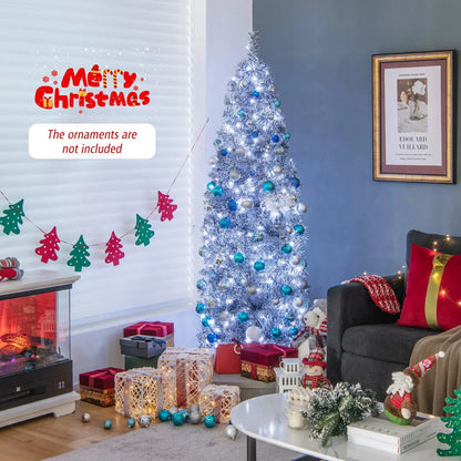 6 FT Pre-Lit Artificial Christmas Tree with 250 Cool-White LED Lights Black and White