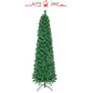 5/6/7/8 FT Pre-Lit Christmas Pencil Tree with Colorful Fiber Optics Green