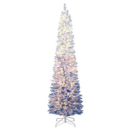 6/7 Feet Snow-flocked Artificial Christmas Tree with 220/290 Warm White LED Lights