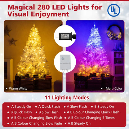 6 Ft Pre-Lit Artificial Christmas Tree with 11 Light Modes