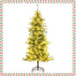 6/7/8 Feet Artificial Christmas Tree Pre-lit Hinged Xmas Tree with Warm White LED Lights and Pine Cones