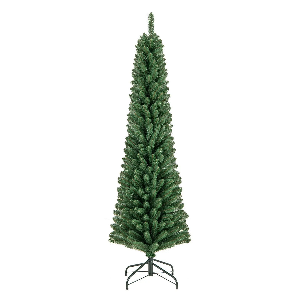 5/6/7/8 Feet Pencil Christmas Tree with 295/392/523/671 Memory Wire Branch Tips and Upgraded Metal Stand