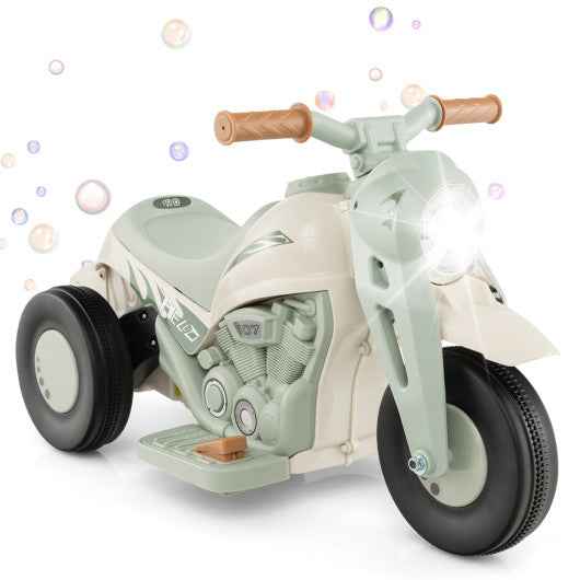 6V Kids Electric Ride on Motorcycle with Bubble Maker and Music-Beige Cartsfy Inc.