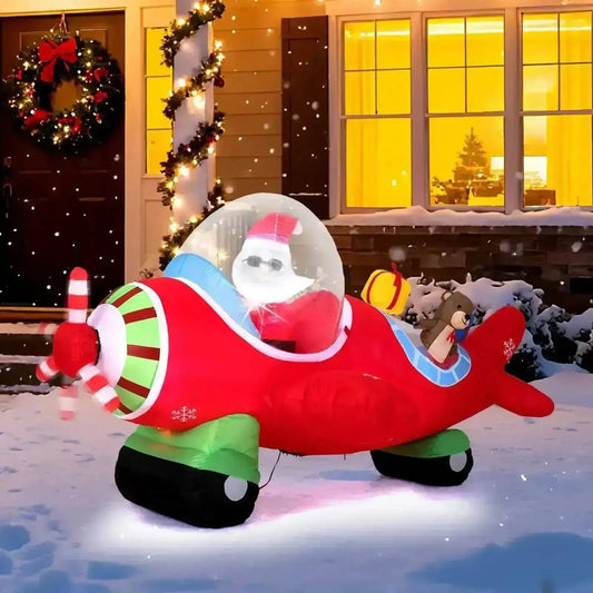 7.2 Feet Christmas Inflatables Airplane with Gift Boxes and Built-in LED Lights Cartsfy Inc.