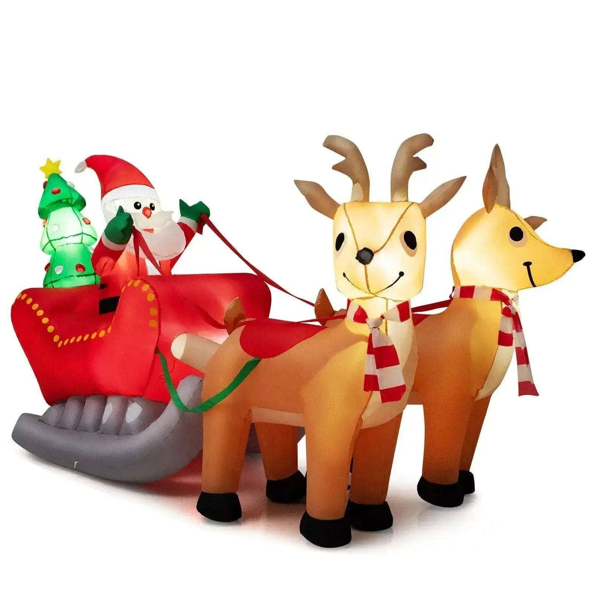 7.2 Feet Long Christmas Inflatable Santa Rides Sled with LED Lights Cartsfy Inc.