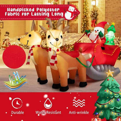7.2 Feet Long Christmas Inflatable Santa Rides Sled with LED Lights Cartsfy Inc.