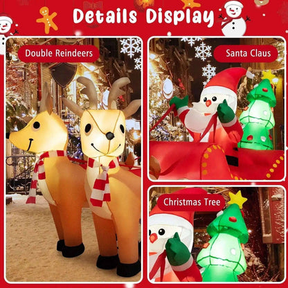 7.2 Feet Long Christmas Inflatable Santa Rides Sled with LED Lights Cartsfy Inc.