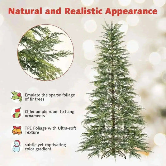 7.5 Feet Artificial Christmas Tree with Branch Tips and Colorful LED Lights Cartsfy Inc.