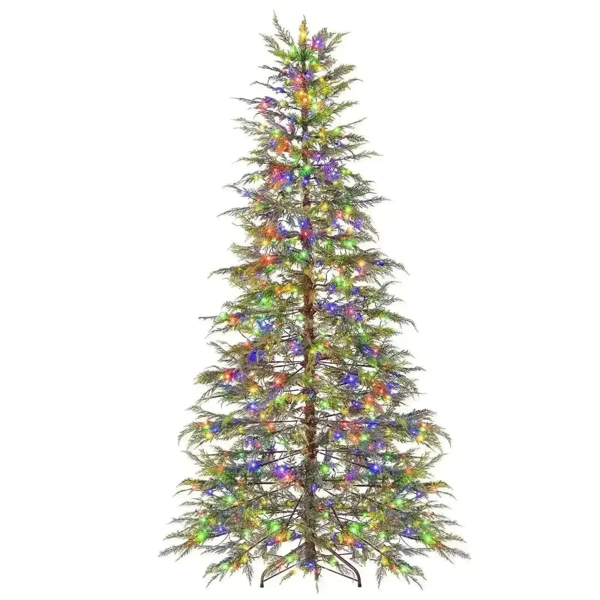 7.5 Feet Artificial Christmas Tree with Branch Tips and Colorful LED Lights Cartsfy Inc.