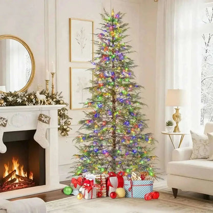 7.5 Feet Artificial Christmas Tree with Colorful LED Lights
