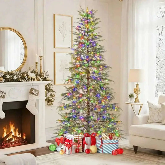 7.5 Feet Artificial Christmas Tree with Colorful LED Lights