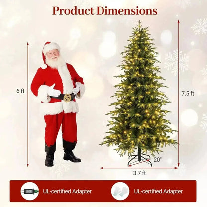 7.5 Feet Pre-Lit Artificial Christmas Tree Hinged Xmas Tree with LED Lights Cartsfy Inc.