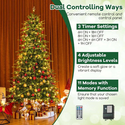 7.5 Feet Pre-Lit Artificial Christmas Tree with Warm White LED Lights Cartsfy Inc.