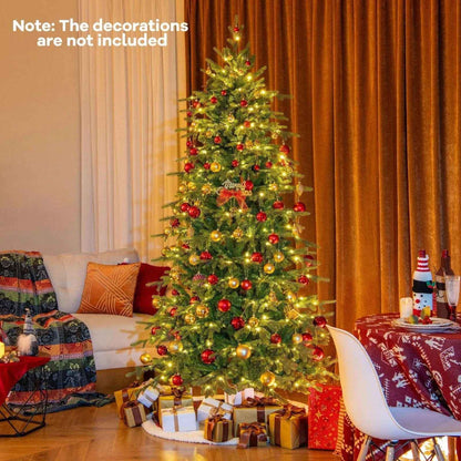 7.5 Feet Pre-Lit Artificial Christmas Tree with Warm White LED Lights