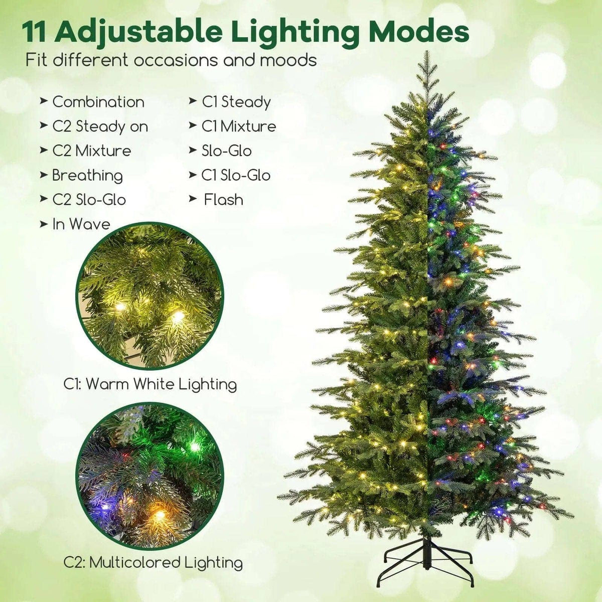 7.5 Feet Pre-Lit Artificial Christmas Tree with Warm White LED Lights Cartsfy Inc.