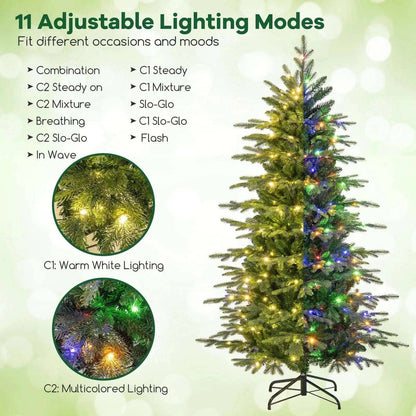 7.5 Feet Pre-Lit Artificial Christmas Tree with Warm White LED Lights Cartsfy Inc.