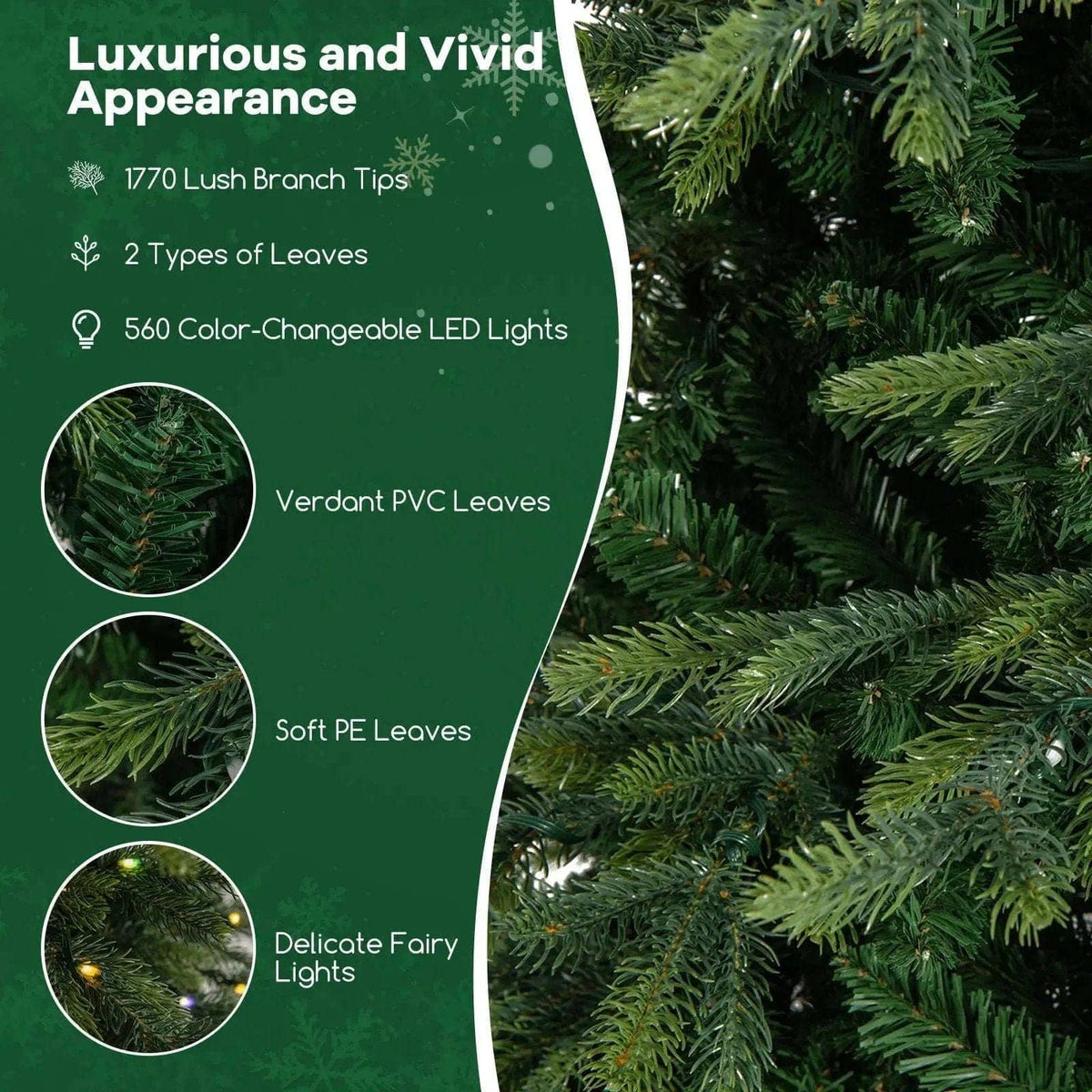 7.5 Feet Pre-Lit Artificial Christmas Tree with Warm White LED Lights Cartsfy Inc.