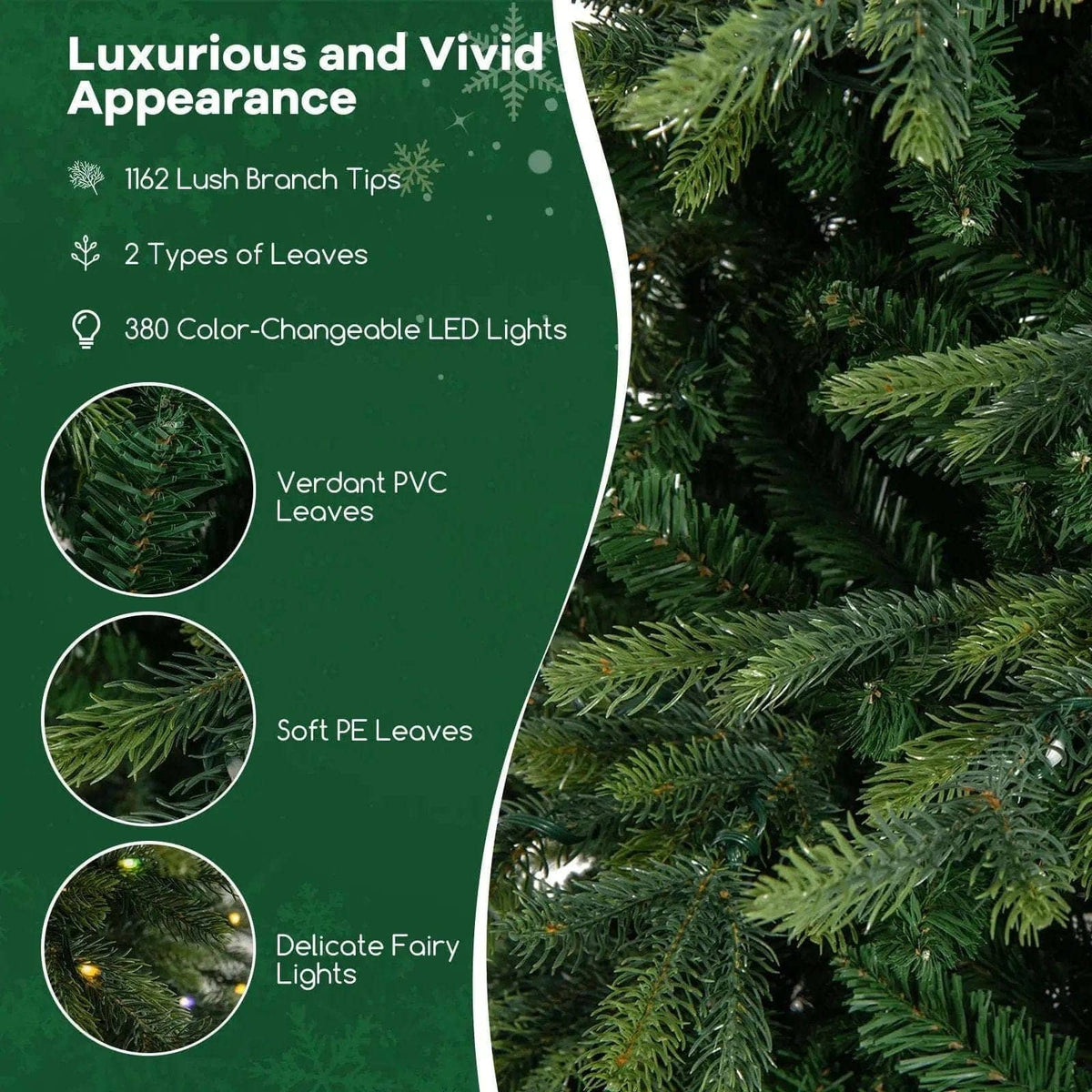 7.5 Feet Pre-Lit Artificial Christmas Tree with Warm White LED Lights Cartsfy Inc.